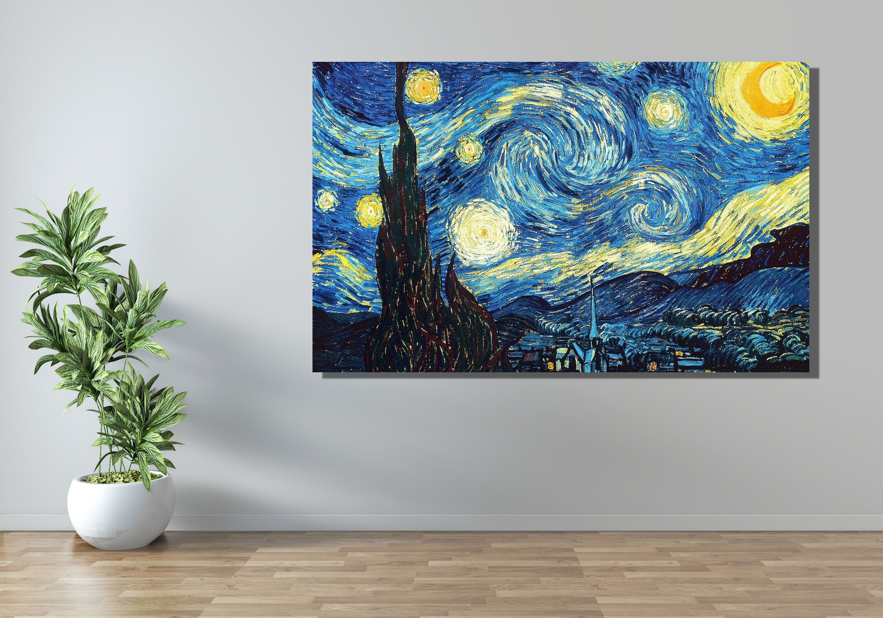 La notte stellata Van Gogh dipinto su tela poster arte, Vincent Van Gogh La notte stellata stampa su tela, stampe di Van Gogh, arte su tela moderna