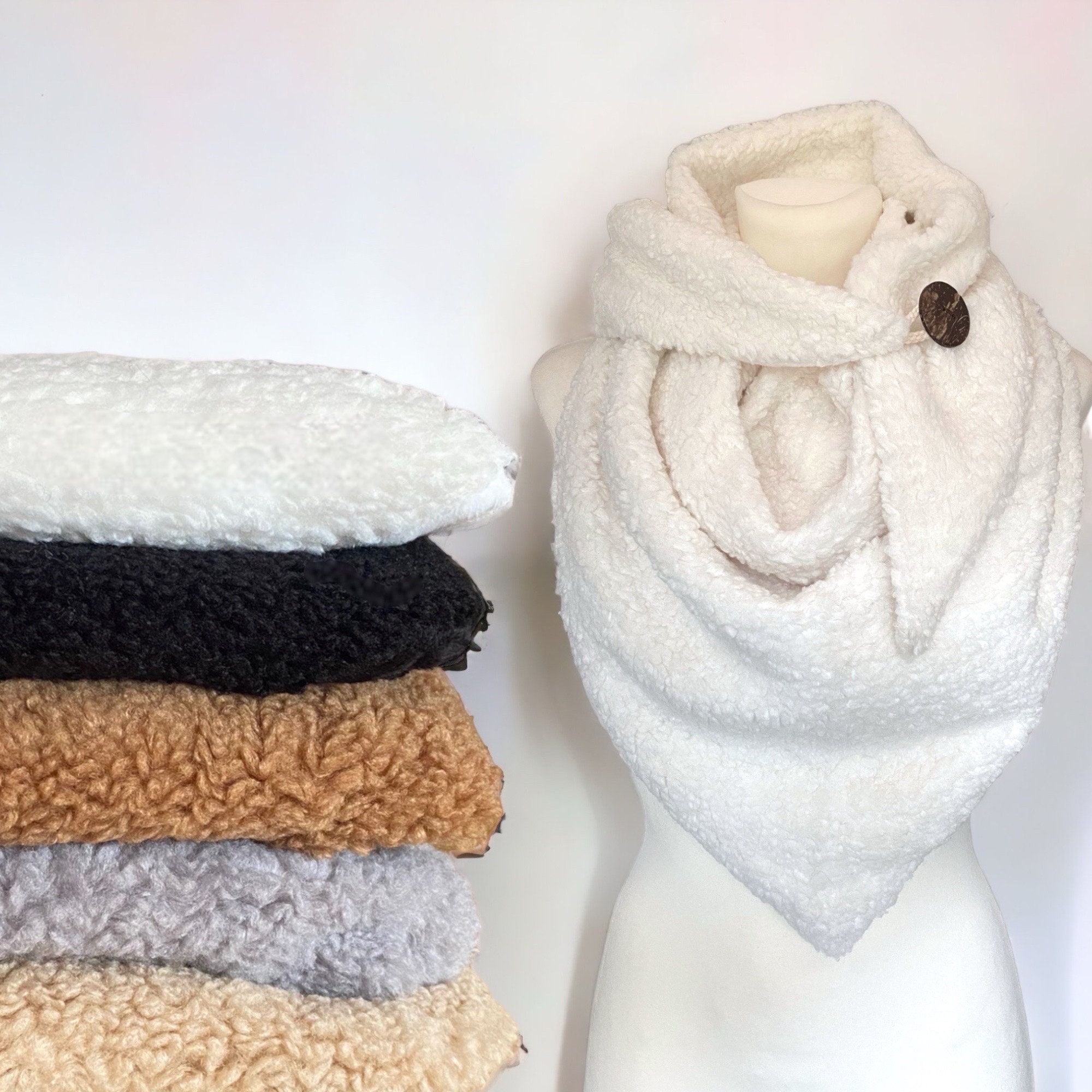 Sciarpa Teddy, sciarpa da donna, sciarpa triangolare, sciarpa avvolgente, sciarpa da donna, sciarpa di peluche, sciarpa in pile Teddy, sciarpa inverna