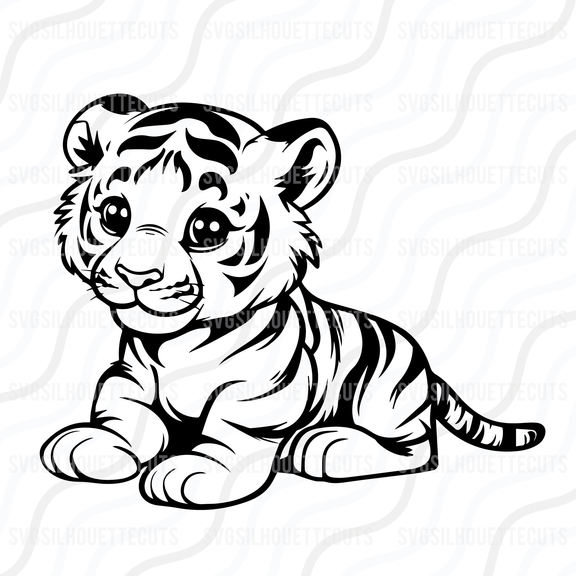 Tigrotto SVG, Tigrotto SVG, Tigre SVG Tabella di taglio Design,svg,dxf,png Da usare con Silhouette Studio e Cricut_Download immediato