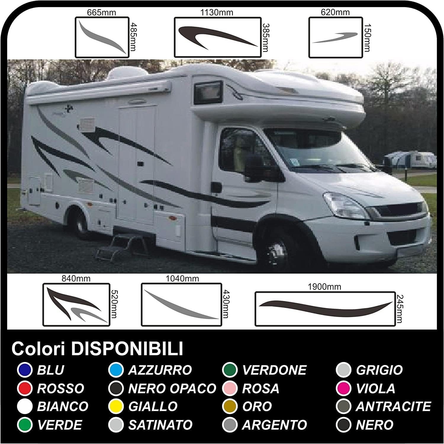adesivi per CAMPER grafica in vinile adesivi decalcomanie Set Camper Van RV Caravan Motorhome roulotte kit completo di adesivi - grafica 24