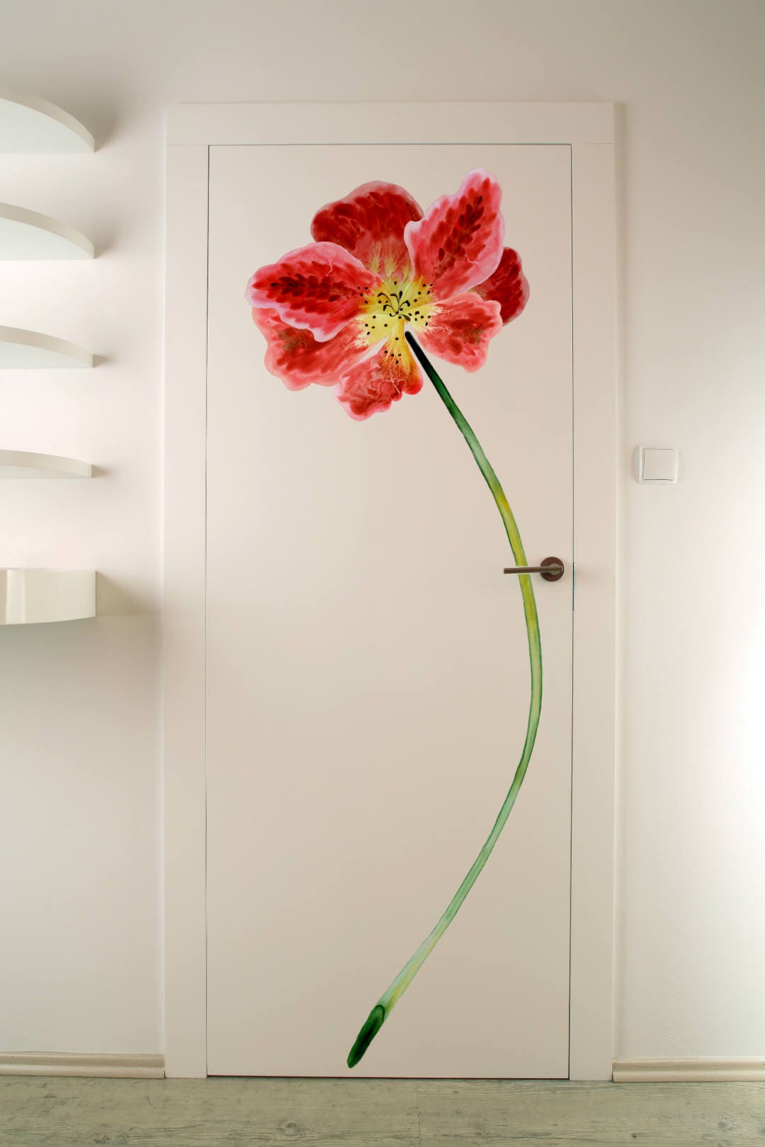 Decalcomania da muro grande fiore, decorazione floreale da parete, decalcomania per porta fiore tropicale, adesivi per pareti, porte, mobili, adesivo