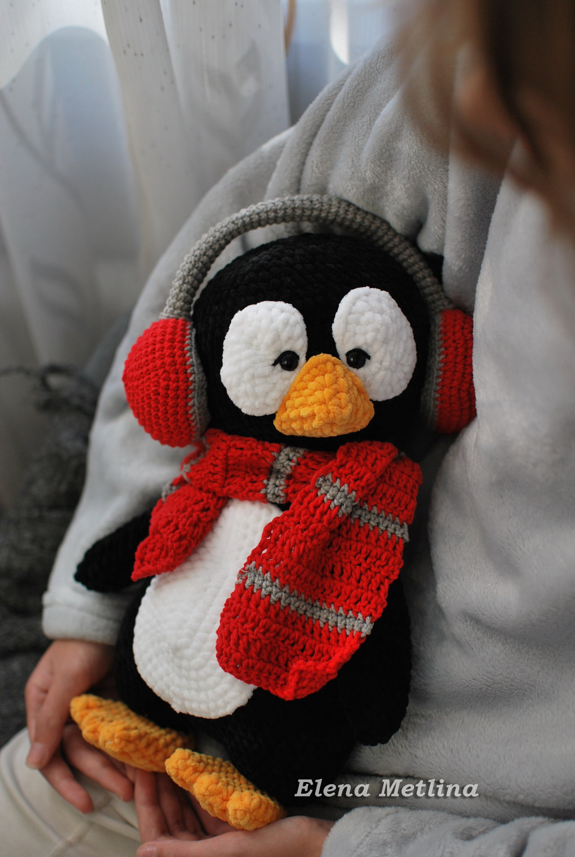 Schema pinguino all'uncinetto, schema pinguino amigurumi. Pinguino di peluche all'uncinetto. Schema pinguino natalizio all'uncinetto, tutorial PDF in