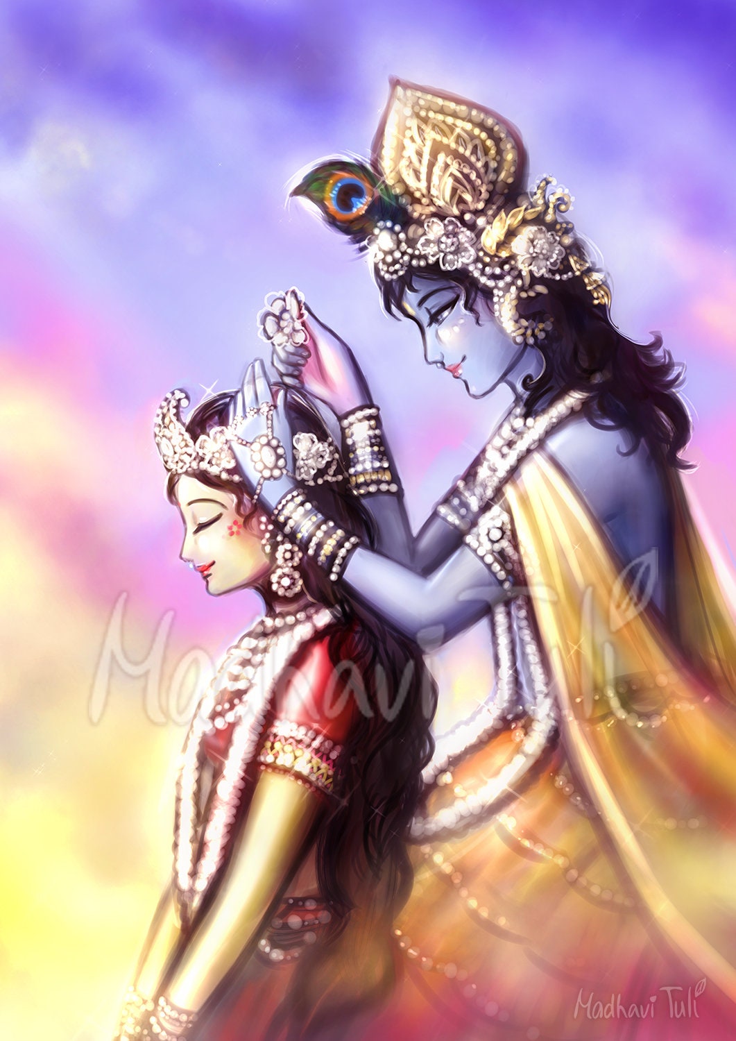 HD Shri Krishna decorare bei capelli di Shri Radha, HD File carta da parati di alta qualità, Radha Krishna Art, Krishna Artwork, Krishna Present