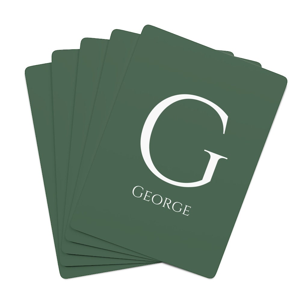 Carte da gioco personalizzate con monogramma verde foresta / Carte da gioco iniziali / Carte personalizzate verdi / Mazzo di carte per adulti / Regalo