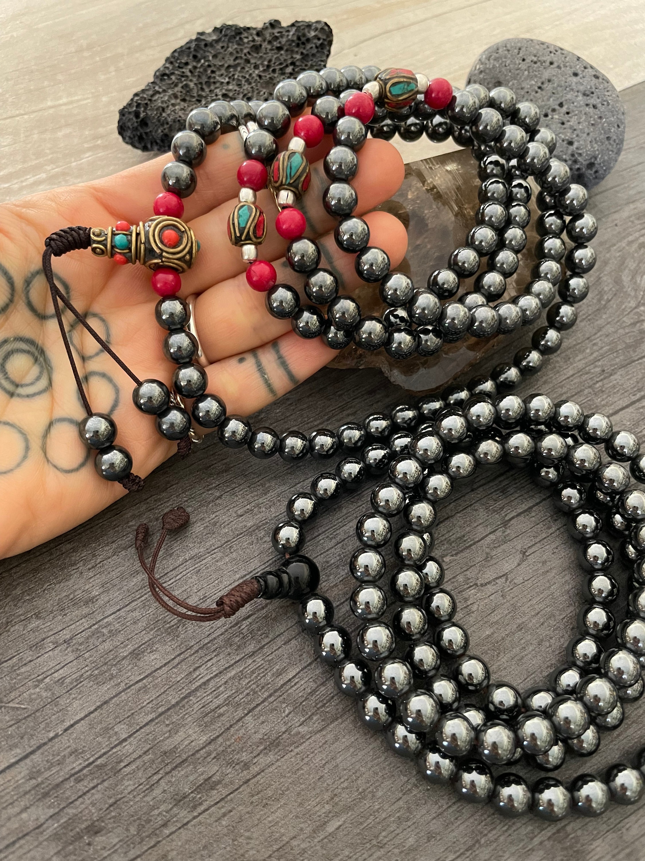 Perline Mala 108 Perline Mala Pietra Collana di perline Mala Collana Mala Perline di preghiera Mala Protezione Malam Pietra rara Mala Japa Mala Buddis