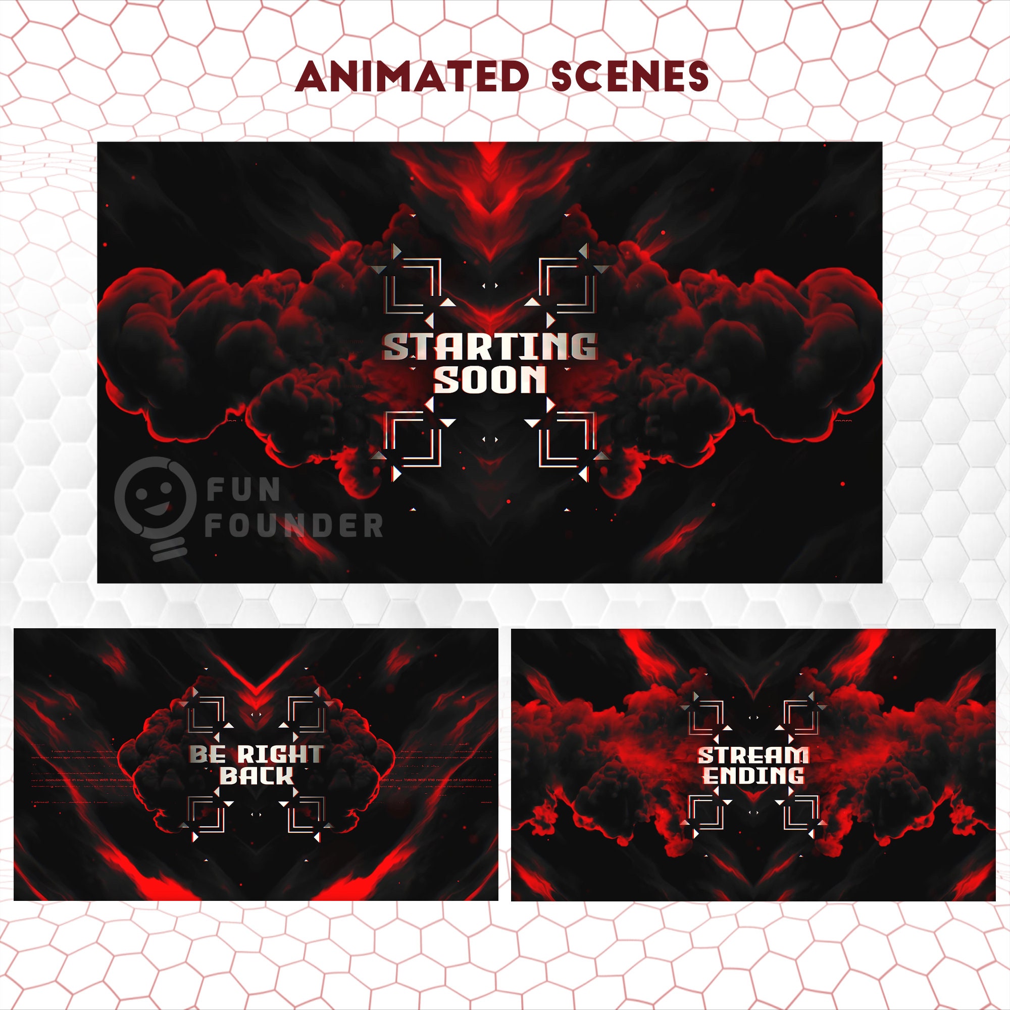 Pacchetto overlay Twitch / Pacchetto overlay streaming animato Notte Rossa / Pacchetto overlay streaming animato / Pannelli Twitch / Overlay streaming