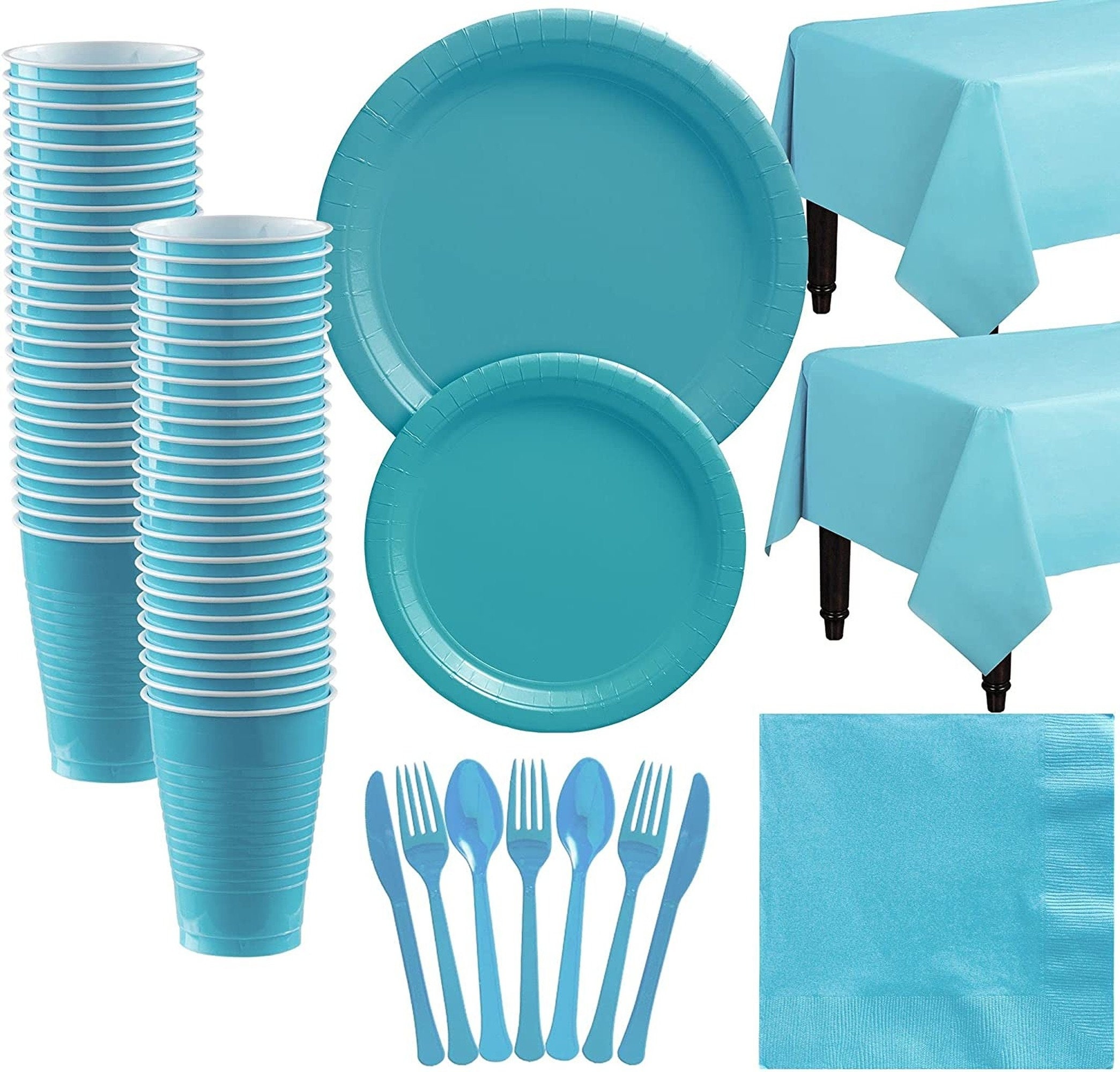 Set di stoviglie per feste in plastica blu Piatti Tazze Tovaglie Tovaglioli Forniture per feste usa e getta Compleanno Stoviglie Decorazione Anniversa