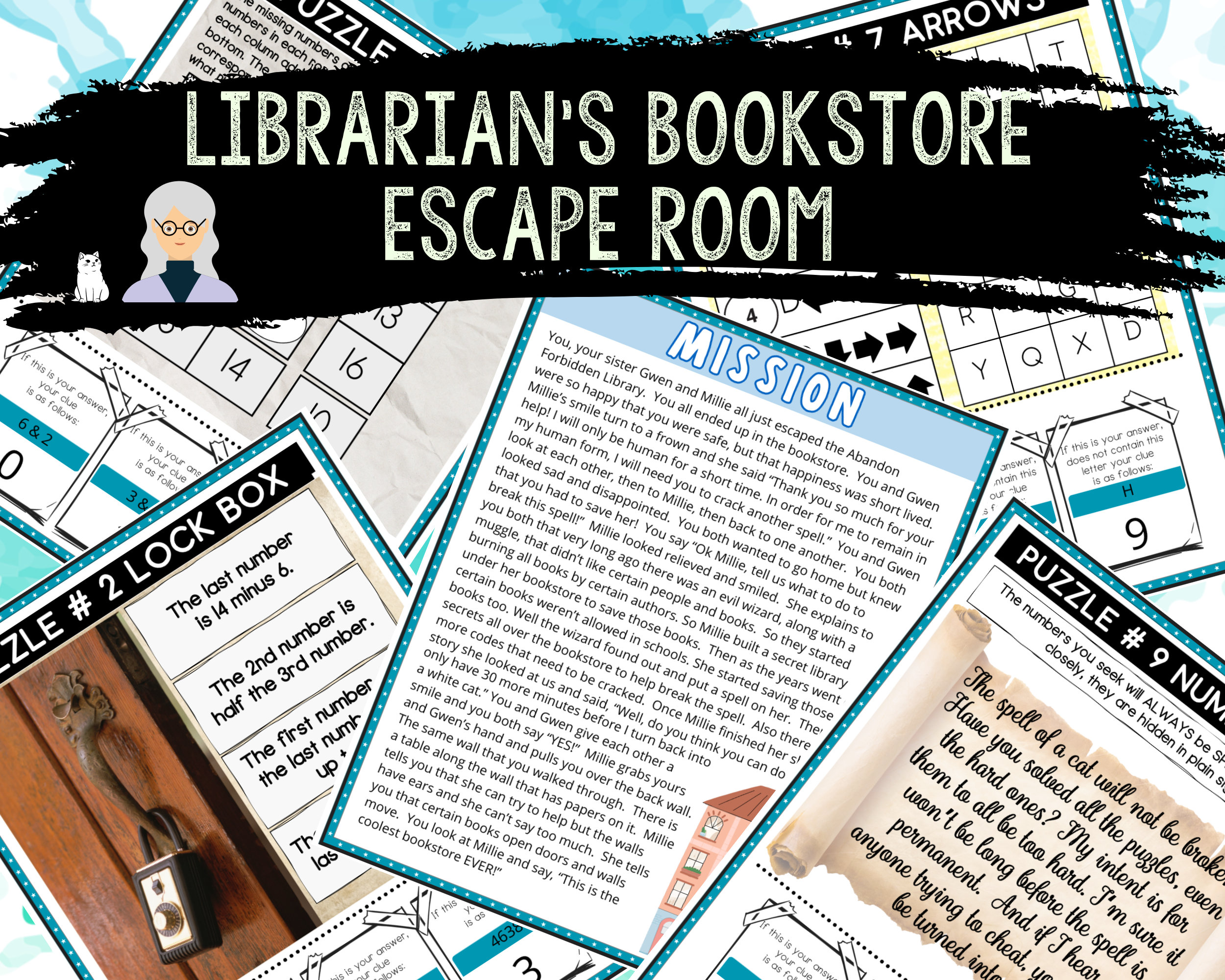 Escape Room per bambini, Kit stampabile per Escape Room, Escape Room della biblioteca, Escape Room della libreria dei giochi della biblioteca, Serata
