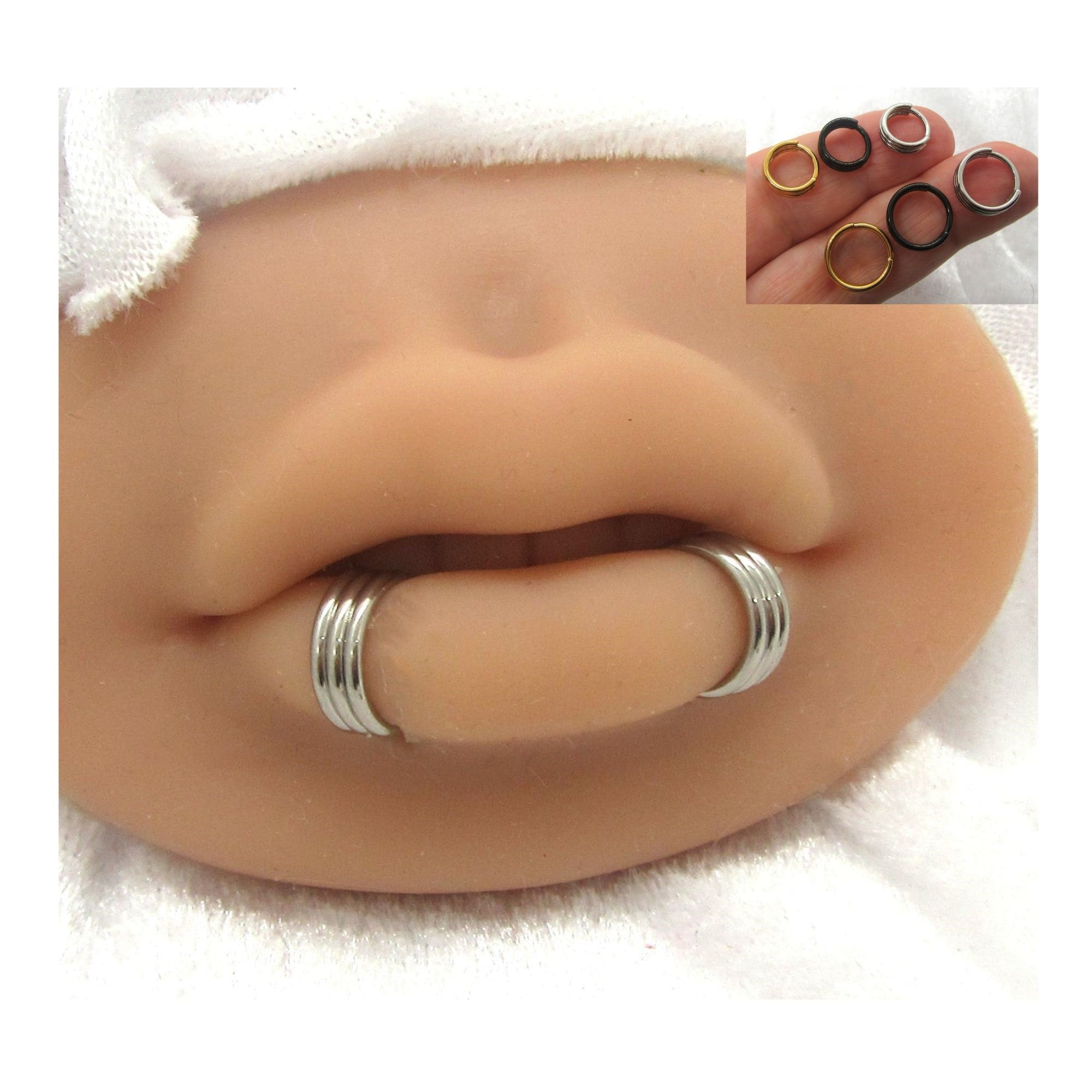16G Snake Bites Labret Piercing per Labbra Anello per Labbra Laterale Inferiore 8 mm 10 mm Piercing per Labbra Gioielli per Labbra Argento Nero Oro