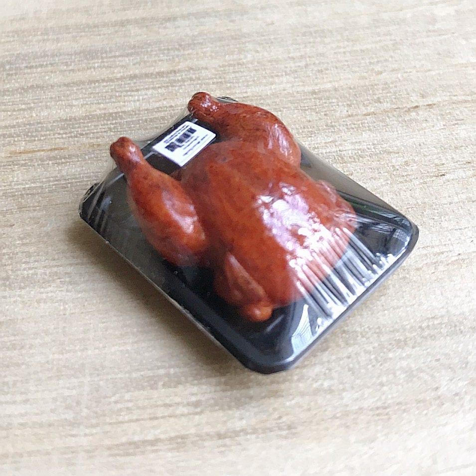 Pollo arrosto in miniatura per barbecue, Pollo al barbecue in miniatura, Pollo arrosto in miniatura, Cibo in miniatura, Cibo per case delle bambole, B