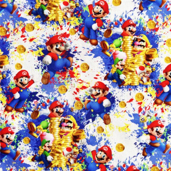 Tessuto Super Mario Star Tessuto Mario Luigi Tessuto di cotone Tessuto da cartone animato Tessuto da cucito Tessuto di animazione a mezzo metro