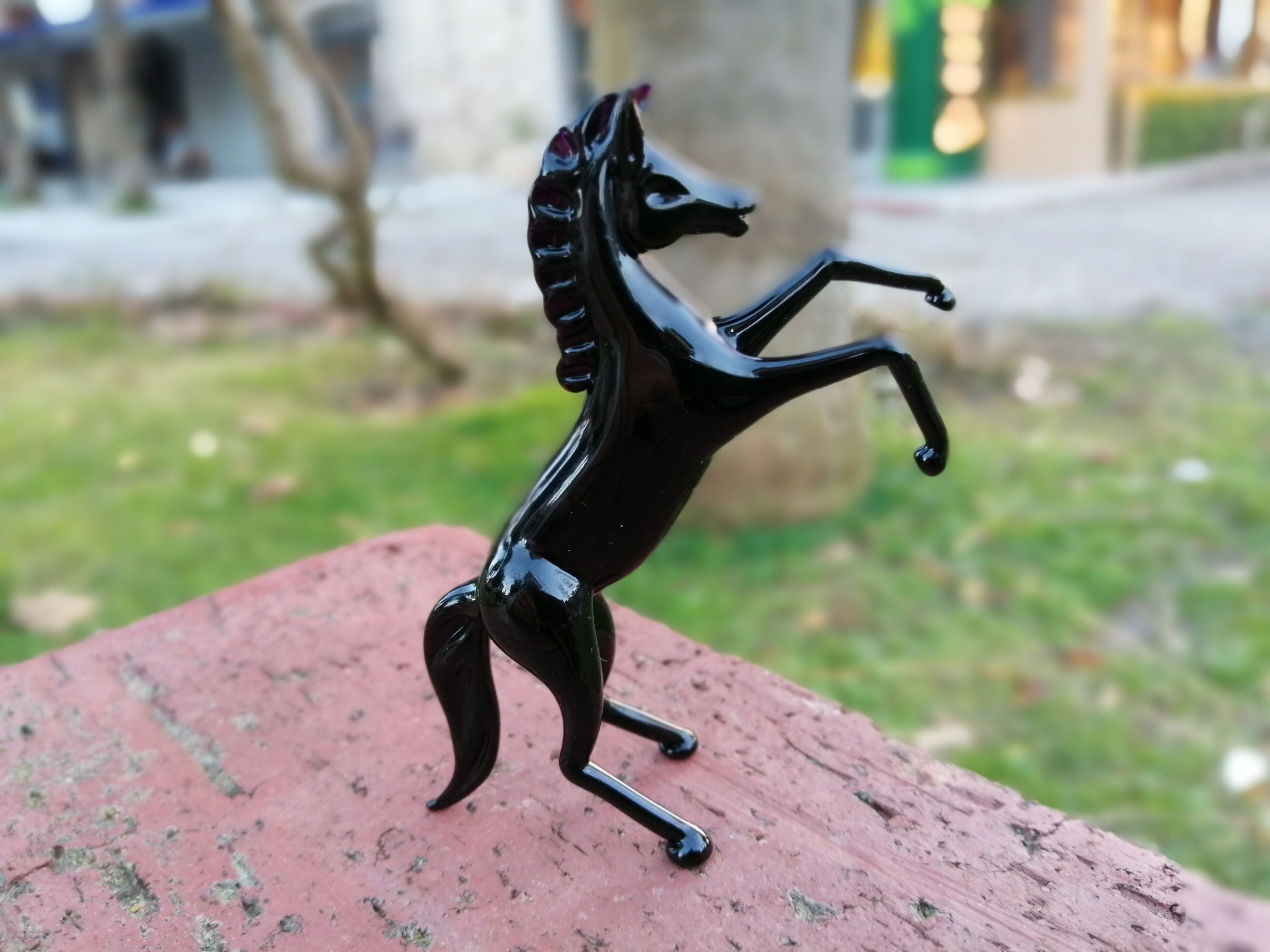 Cavallo di vetro, statuetta di cavallo di vetro, ornamento di cavallo di vetro, statuetta di cavallo rampante, cavallo di Murano, statuetta di vetro,