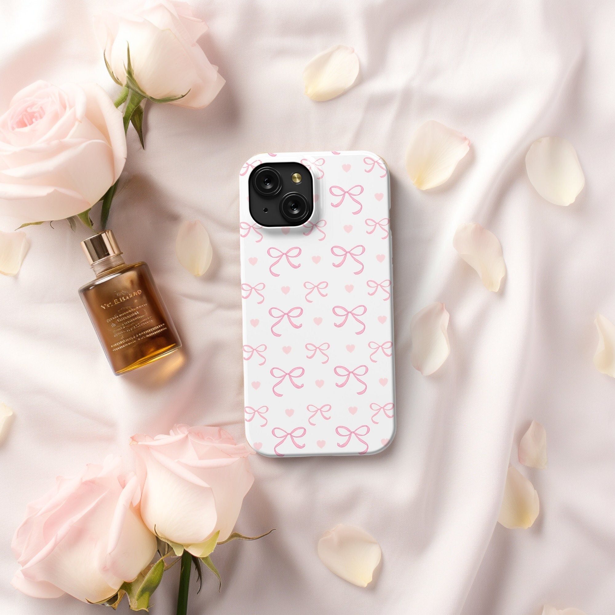 Custodia per telefono Coquette Aesthetic Pink Bow per iPhone 14 13 12, custodia per telefono rosa da ragazza Coquette, custodia Pixel, custodia Galaxy