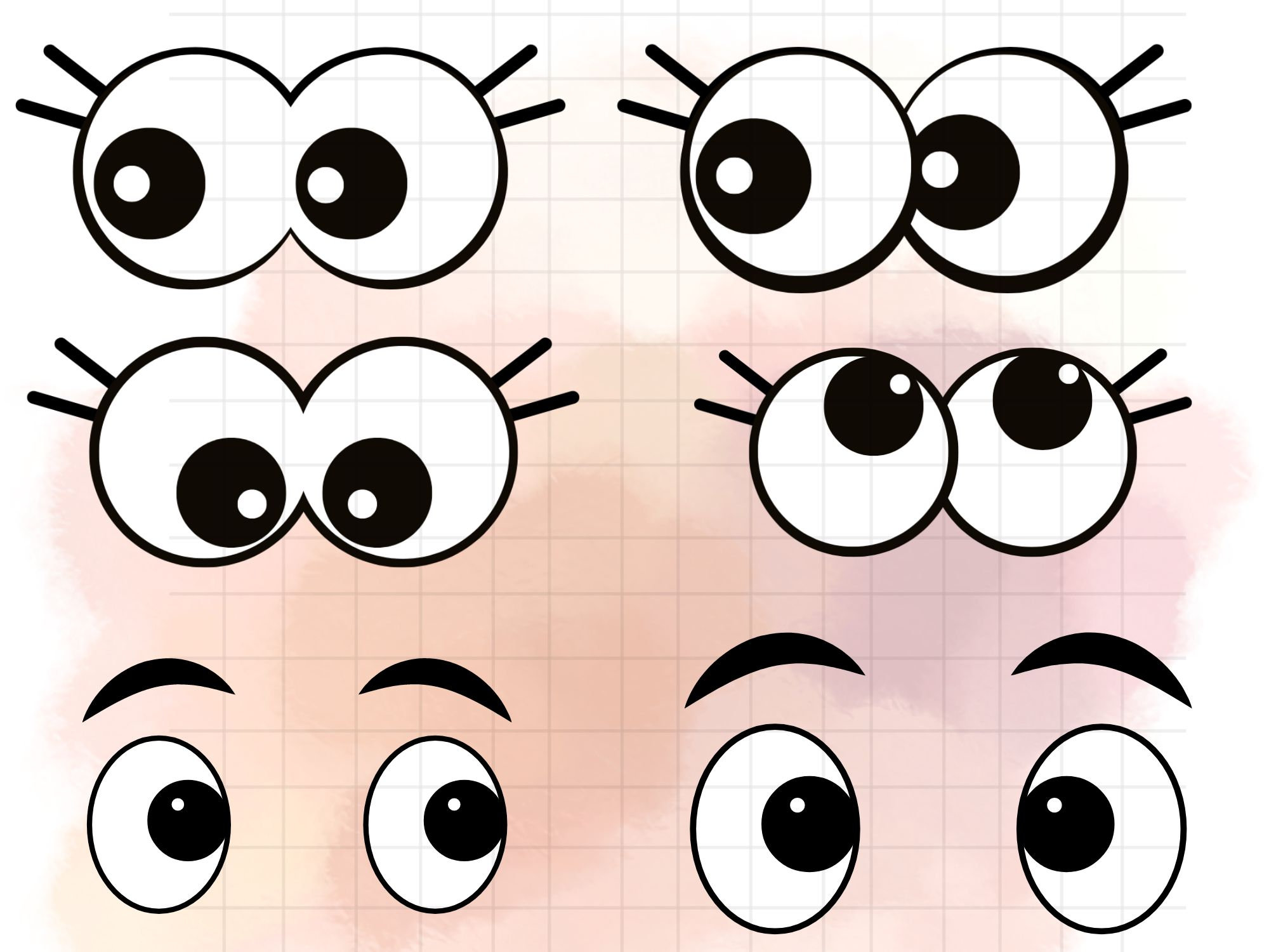 Bulbi oculari SVG in un cartone animato\ Occhi di cartone animato File PNG SVG Cricut\ Taglia file con bulbi oculari di cartone animato\ Occhi di fume