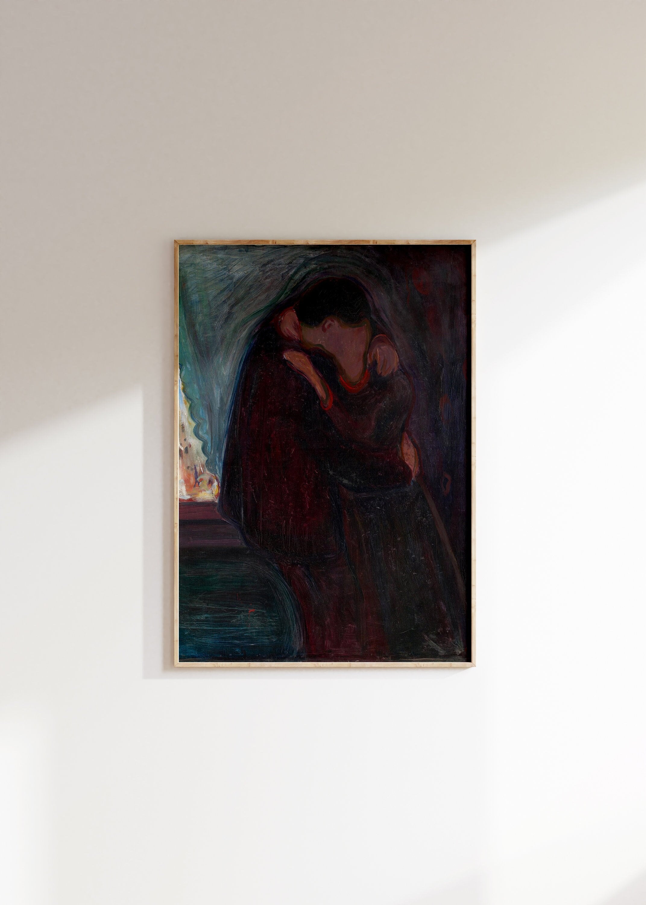 Edvard Munch Il Bacio Poster, Stampa di Edvard Munch, Poster della mostra, Decorazione d'arte da parete vintage di metà secolo, Astratto scandinavo mo