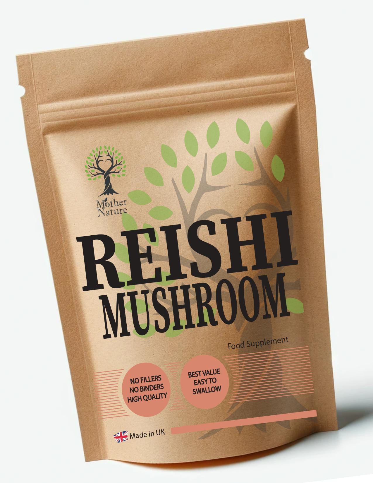 Capsule di fungo Reishi da 500 mg, integratore alimentare olistico vegano