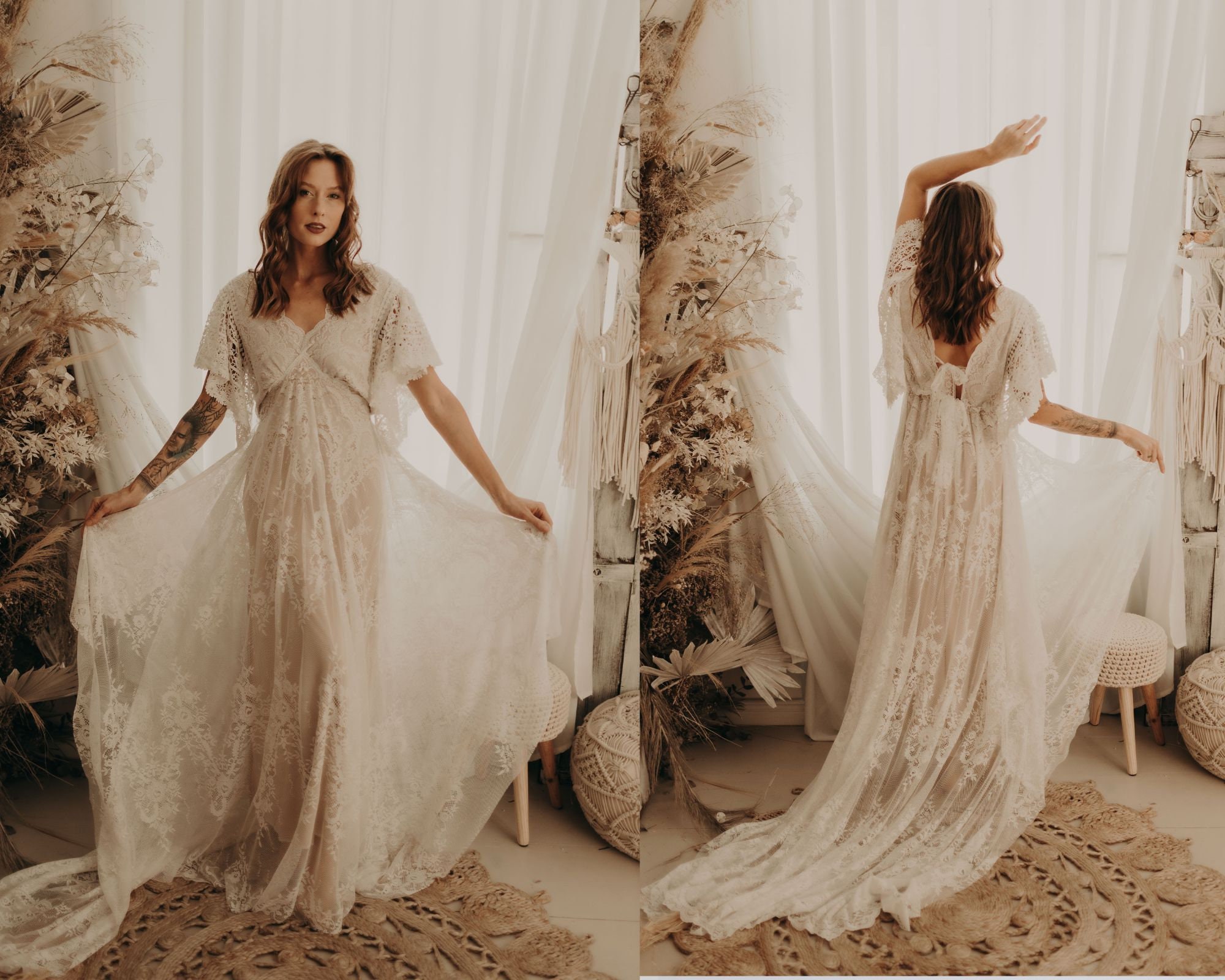 Abito da sposa romantico, abito da sposa boho, abito da sposa in pizzo boho, abiti da sposa in pizzo, abito da sposa in pizzo, abito da sposa boho