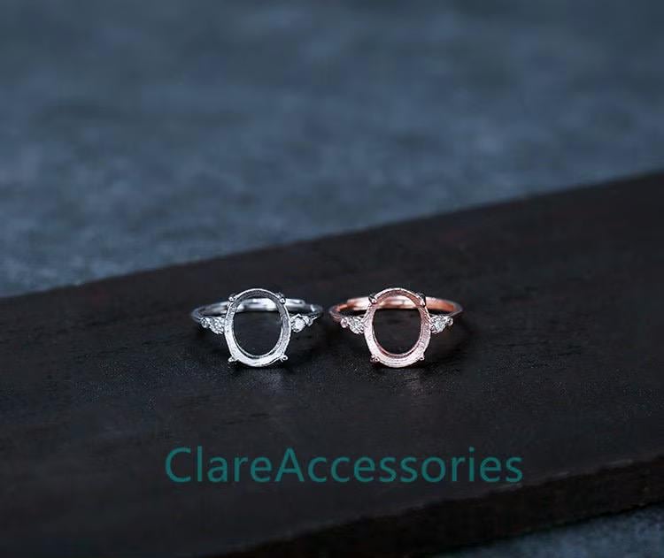 Anelli ovali da 3-14 mm, montatura in argento sterling 925, per pietre preziose da 3 x 5 mm, 4 x 6 mm, 5 x 7 mm, 6 x 8 mm, 7 x 9 mm, 8 x 10 mm, 9 x 11