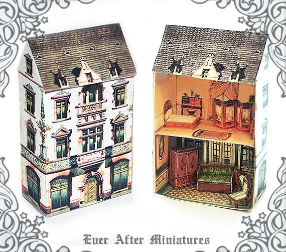 Kit miniatura per casa delle bambole VITTORIANA n. 2 - Casa delle bambole fai da te stampabile + mobili per casa delle bambole in miniatura - Kit arti