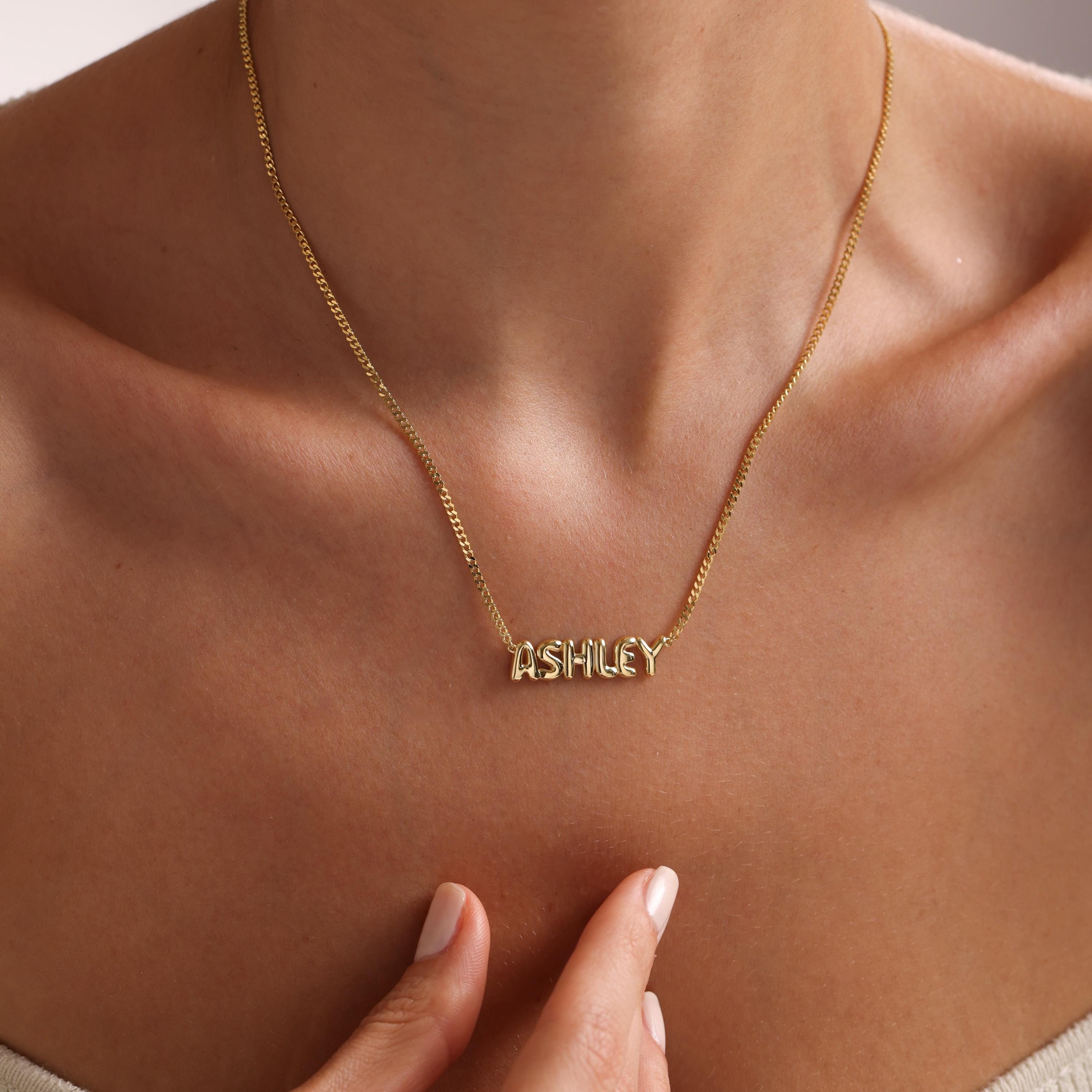 Collana con nome a forma di bolla, collana con lettera a forma di bolla, collana con nome personalizzato, collana con lettera a palloncino, collana co