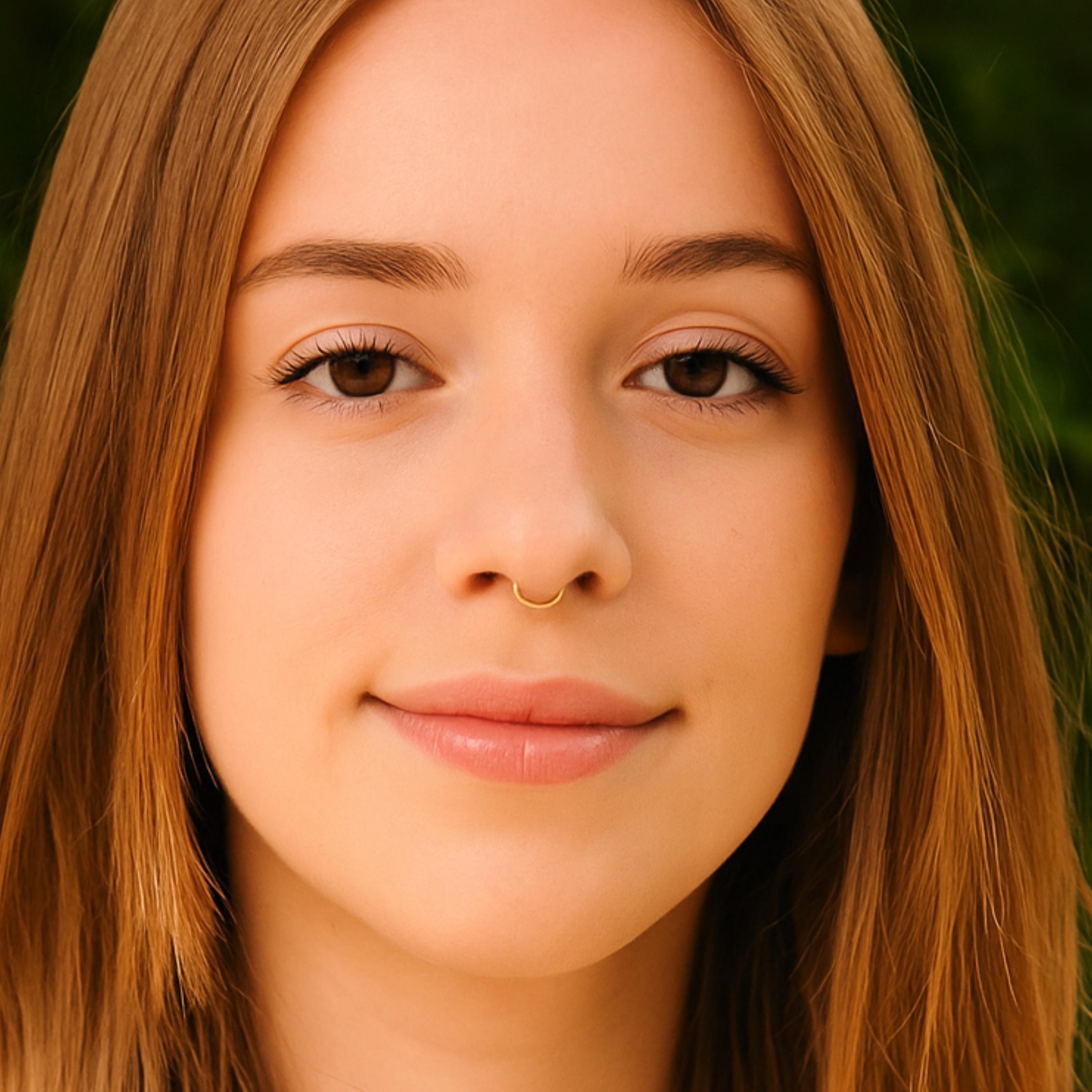 Anello al setto nasale, setto nasale in oro, anello al naso, anello al setto nasale in oro, setto nasale sottile, piercing al setto nasale, setto nasa