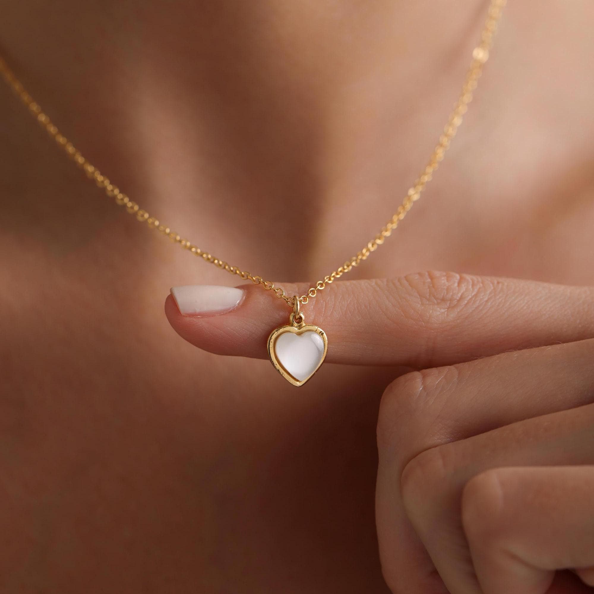 Collana a forma di cuore di perle placcata in oro, collana di perle a forma di cuore, collana a forma di cuore gonfio, collana dell'amore, regalo per