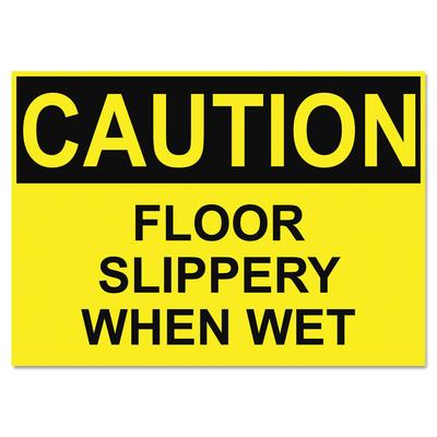 U.S. Stamp & Sign 5494 OSHA Safety Signs, CAUTION SLIPPERY WHEN WET, Yellow/Black, 10 x 14