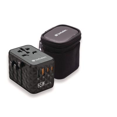 Verbatim UTA-05 Gan III Universal Travel Adapter, (2) USB-A/(2) USB-C/Quick Charge 4+ (VER32120)