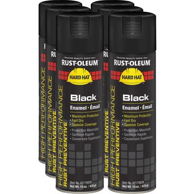 Rust-Oleum V2179838CT High Performance Enamel Spray Paint, Liquid, 15 fl oz, 6/Carton, Gloss Black - Case of 6