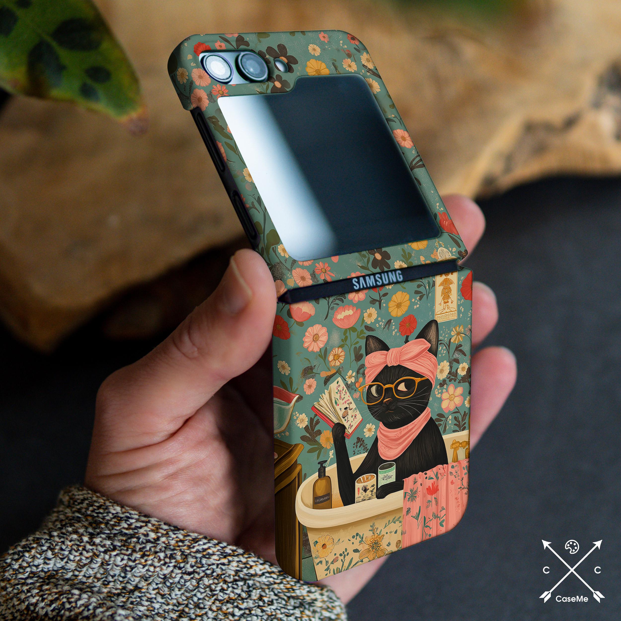 Custodia a forma di gatto nero per Samsung Z Flip 6 5 4 Z Flip 7 5g Z Fold 6 5g Z Fold 4 in TPU, Moto Razr Plus, Google Pixel 9 pro Fold cm034-1