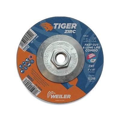 Weiler Tiger Zirc Combo Wheel, 5 x 1/8 in, 5/8 in-11 Arbor, Type 27, Z30T (804-58052)