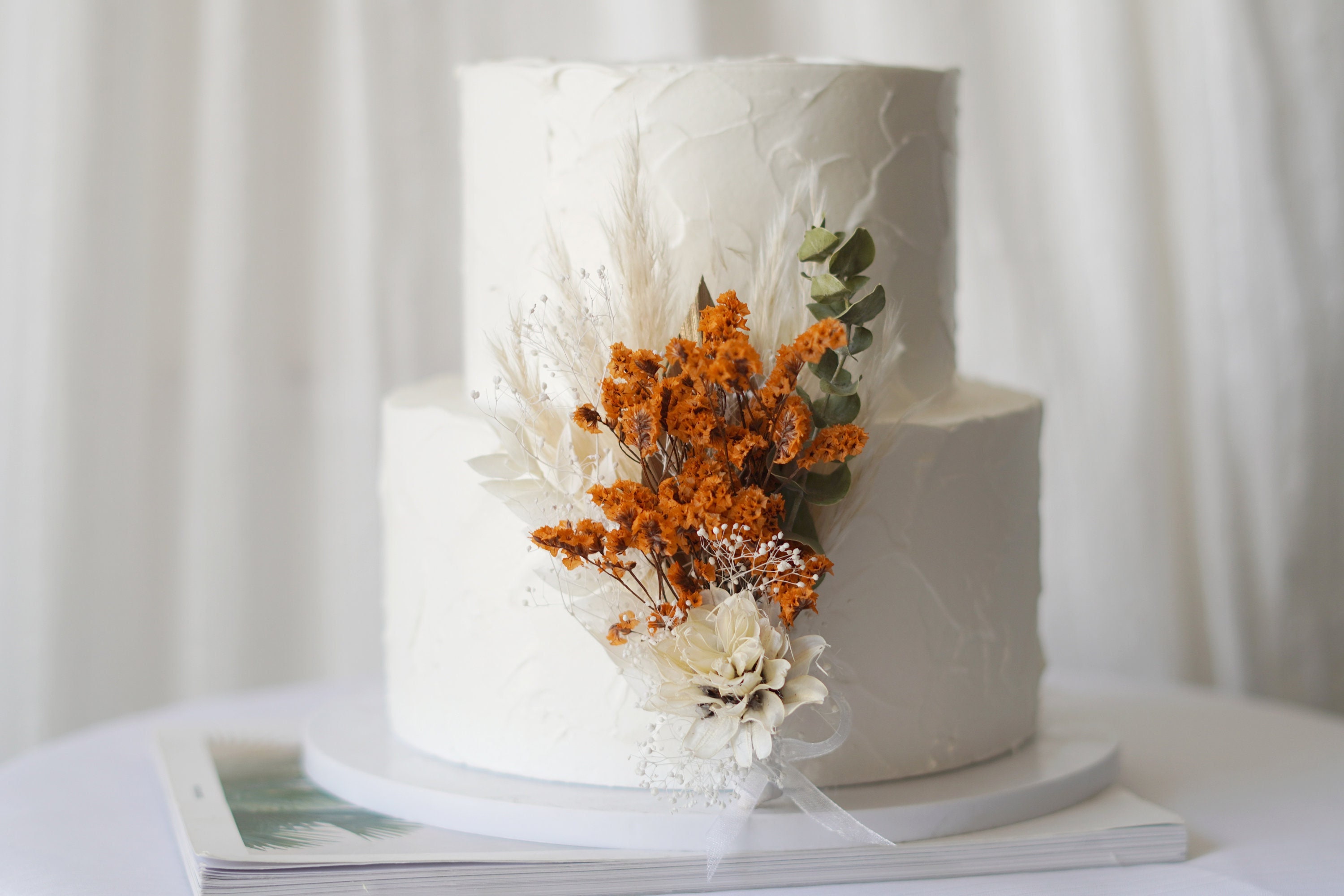 Cake Topper - Cake Topper con fiori secchi - Cake Topper per feste - Cake Topper per matrimoni - Cake Topper con fiori - Cake Topper color ruggine ara