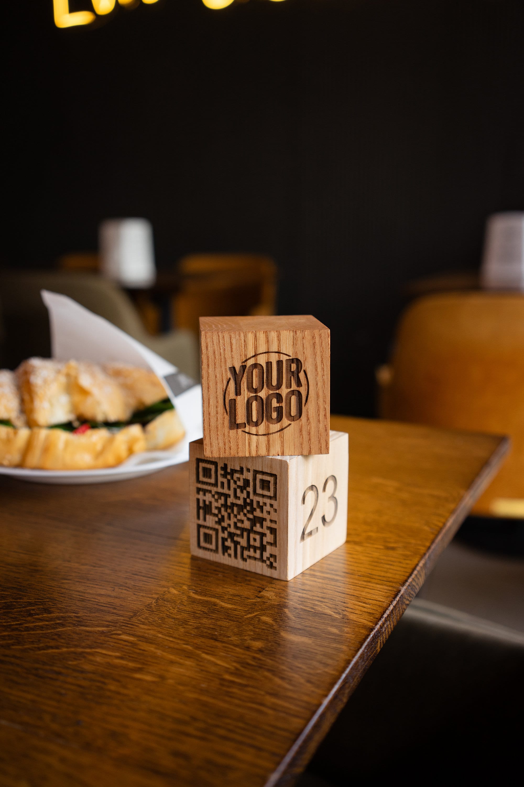 Cartello in legno personalizzato con codice QR, cartello con menu con codice QR, cartello con logo in legno, cartello personalizzato, cartello con log