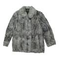 Giacca vintage da donna in vera pelliccia grigia con chiusura a gancio/cappotto di alto lusso VTG
