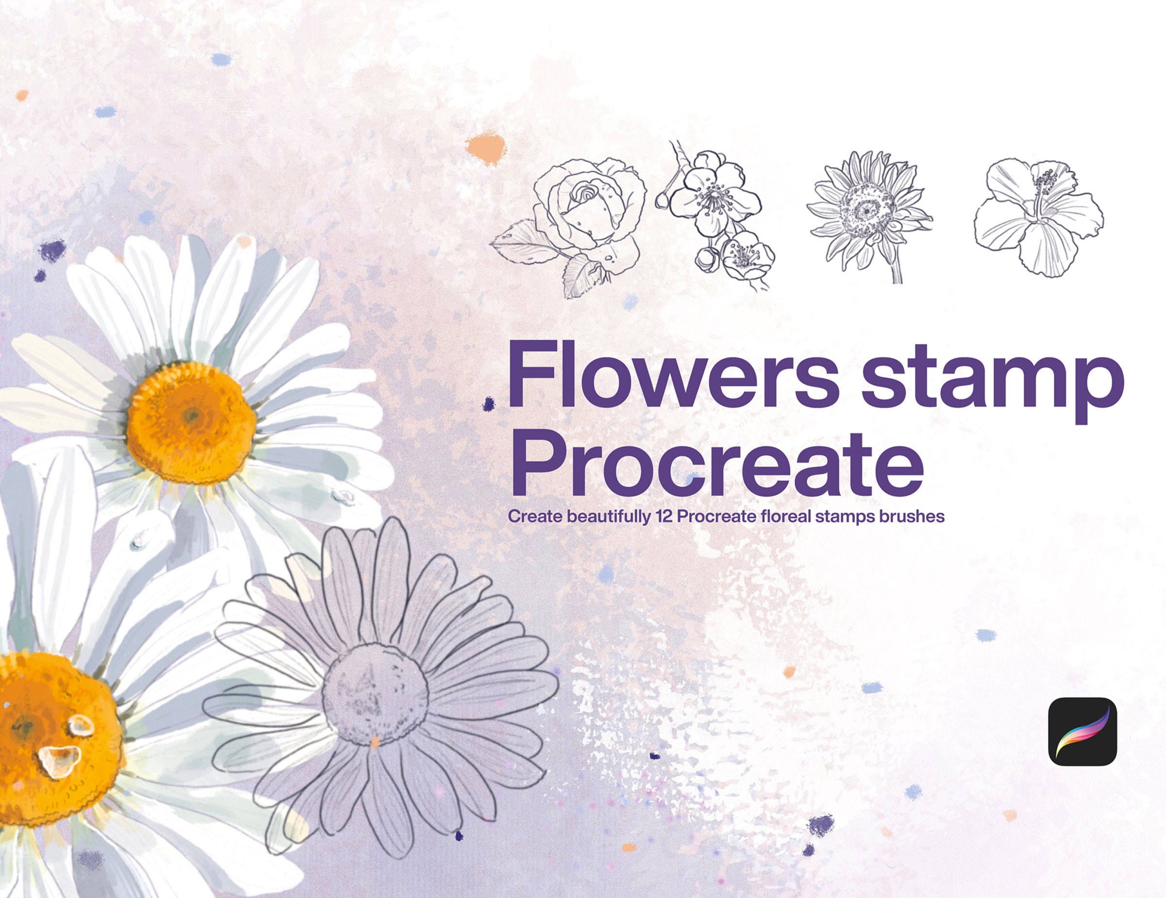 10 Procreate Flower Stamps | Procreate Flower Stamps Floral Procreate Procreate Botanical Flower Stamps Procreate Flower Brushes