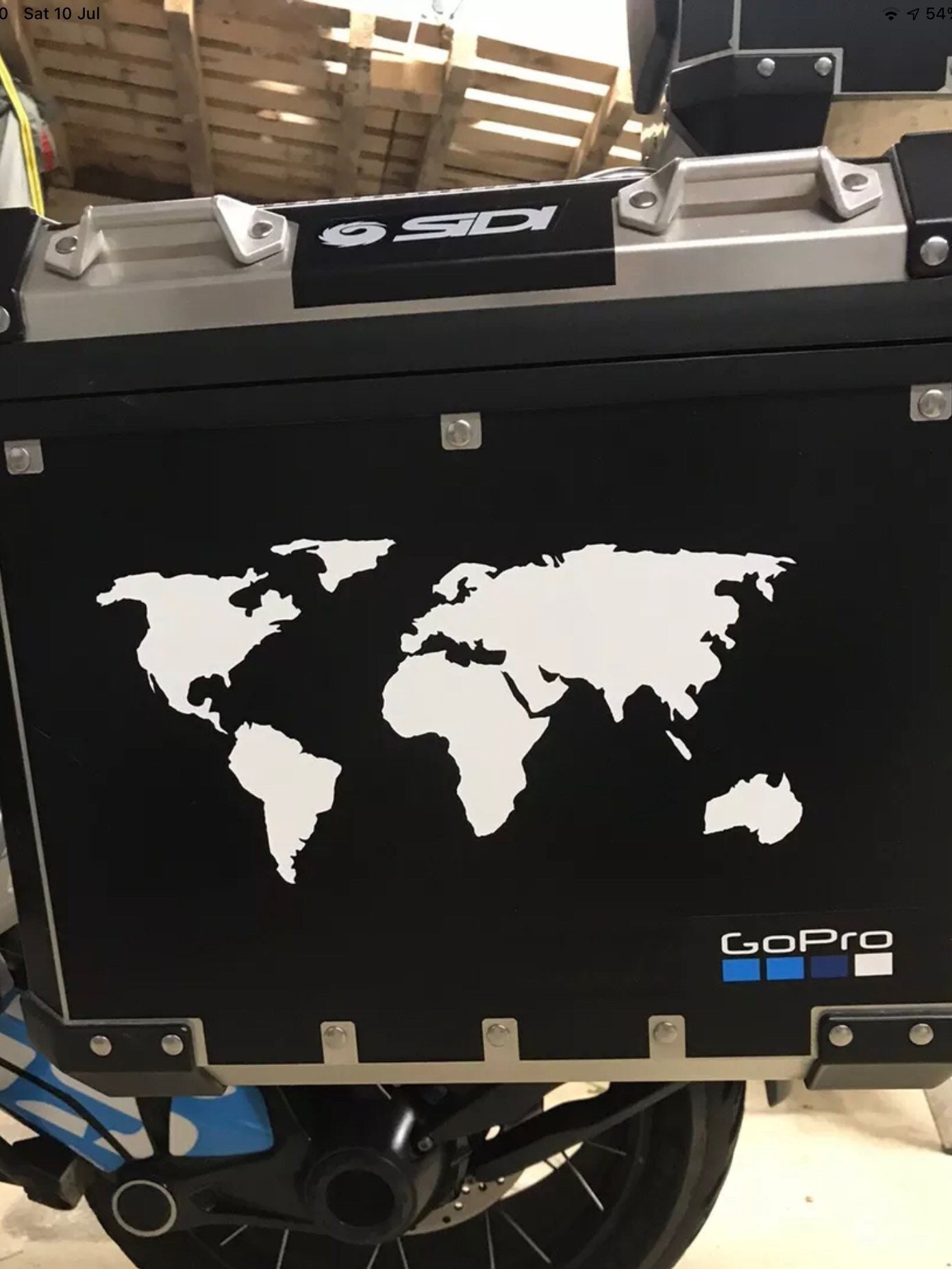 Decalcomania per borsa laterale per moto Mappa del mondo BMW GSA Triumph Tiger. Accessori moto Scatole per bici Touring Adventure