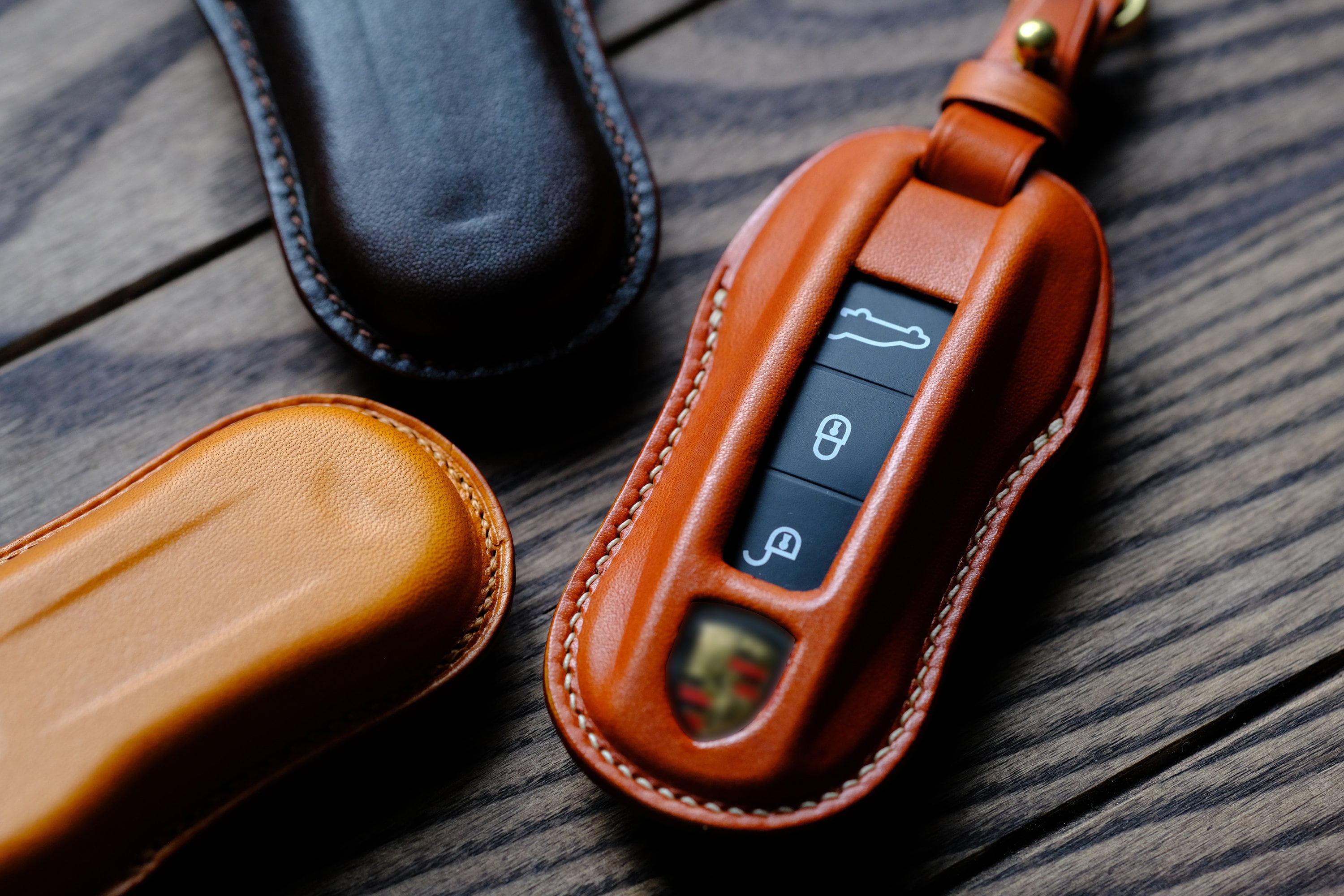 Custodia protettiva in pelle per chiave auto Porsche per telecomando senza chiave, portachiavi Porsche 911 718 Cayenne ...