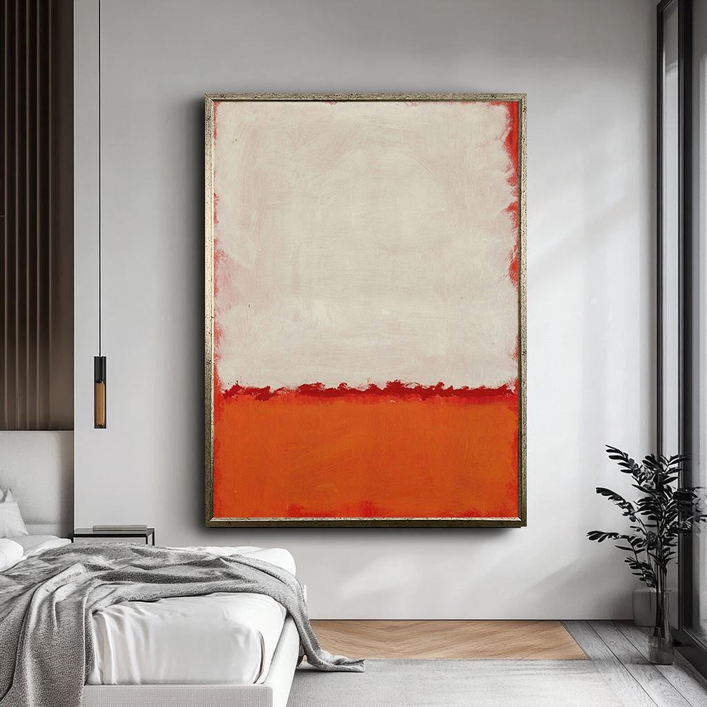 Tela di Mark Rothko, grande stampa su tela astratta rossa e bianca ispirata a Mark Rothko, pittura minimalista a campi di colore, opera d'arte di Mark