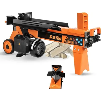 Log Splitter 6.5 Ton, Wood Splitter Electric Powered 15Amp, with Hydraulic Ram, Electric Firewood