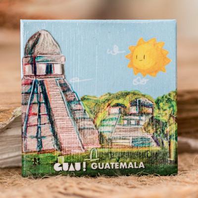 'Traditional Tikal-Themed Paper Magnet from Guatemala'