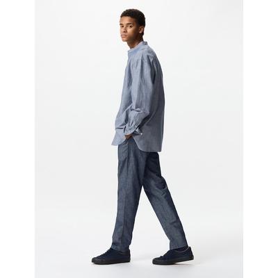 Uniqlo - Linen Blend Relaxed Trousers - Blue - XL