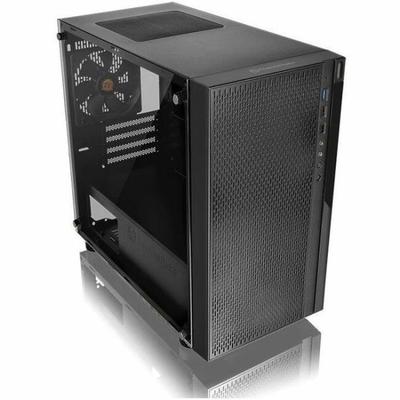Thermaltake Versa H18 Tg Computer Case - Micro Tower - Black, Blue - Tempered Glass, Spcc - 4 X Bay - 1 X 4.72