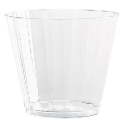 Wna Classic Crystal Plastic Fluted Tumblers, Squat, 9 Oz, Clear, 12 Tumblers Per Pack, Carton Of 20 Packs
