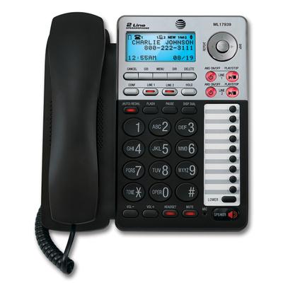 At&t Ml17939 2-Line Corded Phone With Speakerphone & Digital Answering System, Black