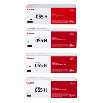 Canon 055 High-Yield Black And Cyan, Magenta, Yellow Toner Cartridges Combo, Pack Of 4, 3020C001,3019C001,3018C001,3017C001