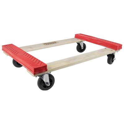 Monster Trucks Rubber-Cap Style 4-Wheel Wood Dolly, 30"l X 18"w X 8"h, Brown/red