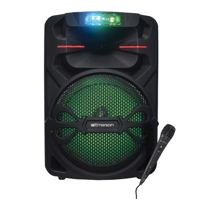 Emerson Portable Bluetooth Party System With Led Lighting, Microphone, And Remote, Black, Eds-1200