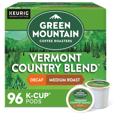 Green Mountain Coffee Single-Serve Coffee K-Cup Decaffeinated, Vermont Country Blend Carton Of 96, 4 X 24 Per Box