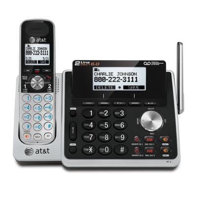 At&t Tl88102 Dect 6.0 Digital 2-Line Cordless Phone With Answering, Silver/black