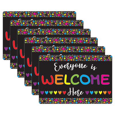 Ashley Smart Poly Computer Mouse Pad, 8" X 10", Everyone Is Welcome Here Hearts, Pack Of 6 Mouse Pads